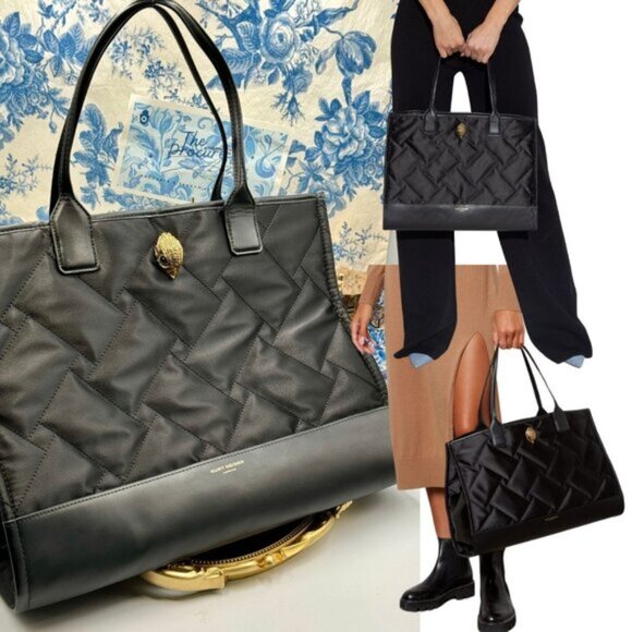 Kurt Geiger Handbags - 🆕 KURT GEIGER LONDON 🧿 NWOT L Recycled Drench Shopper Tote Bag, Black & Gold